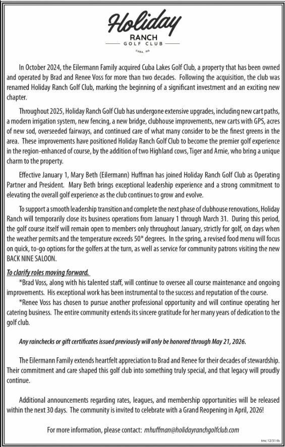 Holiday Rach Course Update